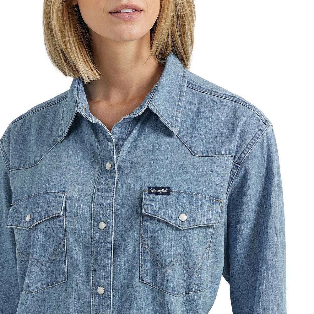 Wrangler Women's Rodeo Poster Light Denim Long Sleeve Size XXL - Picture 13 of 14